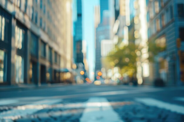 Foto abstrakter städtischer hintergrund mit verschwommenen gebäuden und geringer fokustiefe der straße