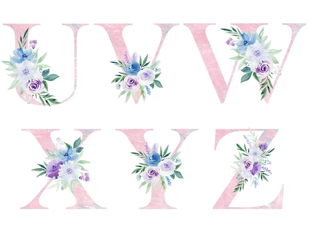 Aquarell Blumen Alphabet