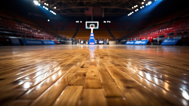 Arena de basquete iluminada com spotlights poderosos