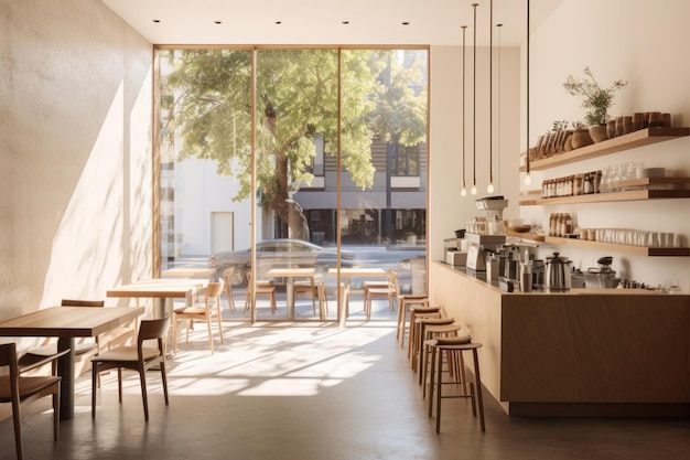 Foto arquitetura de cafés cafeteria de restaurante