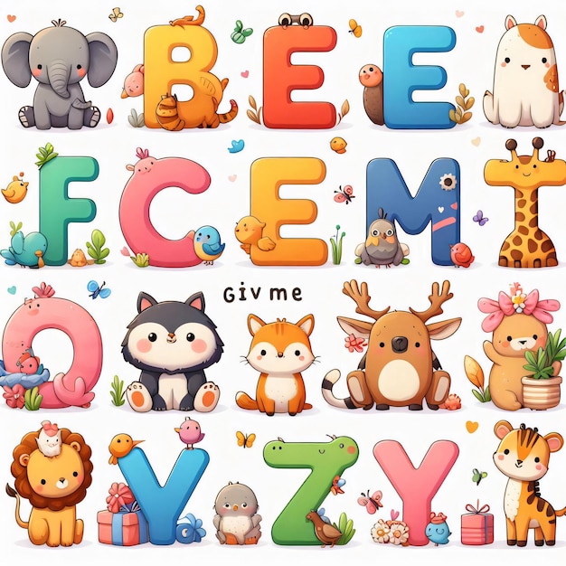 Foto atemberaubende und niedliche alphabet az mit tieren, die presentative von es gemacht für kinder gegen