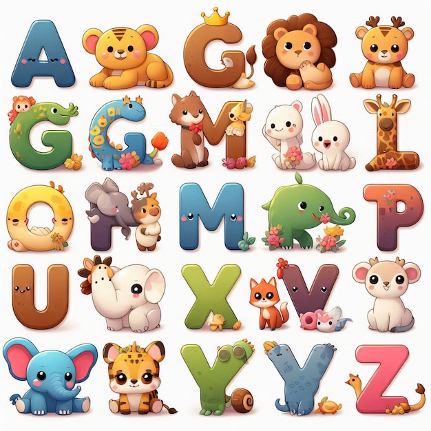 Foto atemberaubende und niedliche alphabet az mit tieren, die presentative von es gemacht für kinder gegen