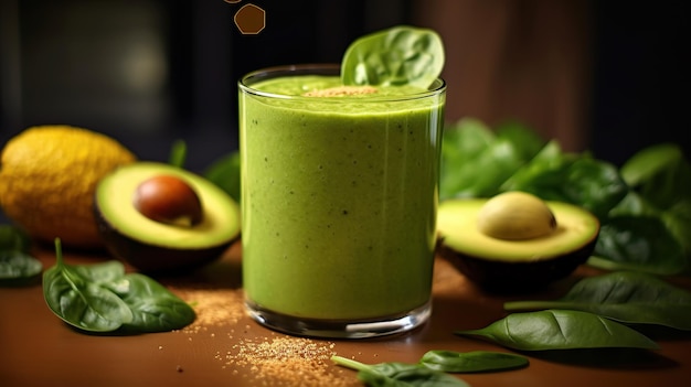 Avocado- und Spinat-Smoothies-Konzept Generative KI