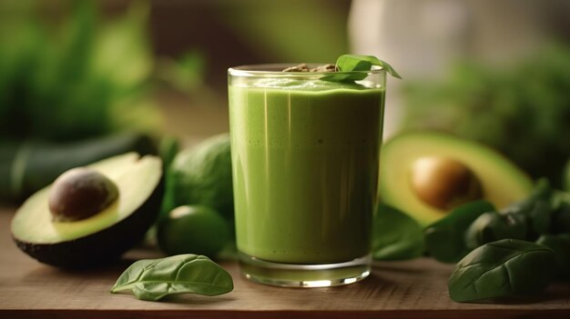 Avocado- und Spinat-Smoothies-Konzept Generative KI