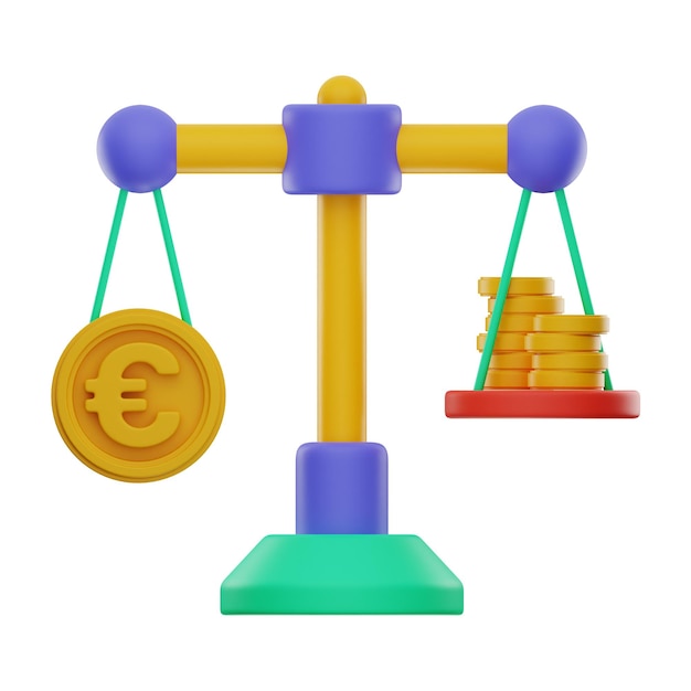 Balance Coin Money Finance Icon 3D-Rendering auf isoliertem Hintergrund