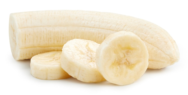 Foto bananenscheiben obst. banane lokalisiert mit auf einem weißen hintergrund.