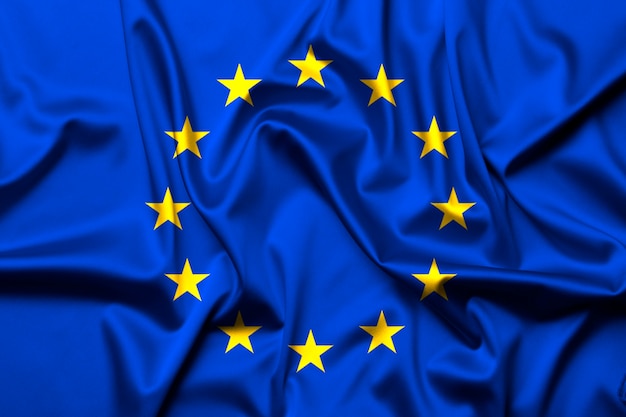 Bandeira da União Europeia como pano de fundo