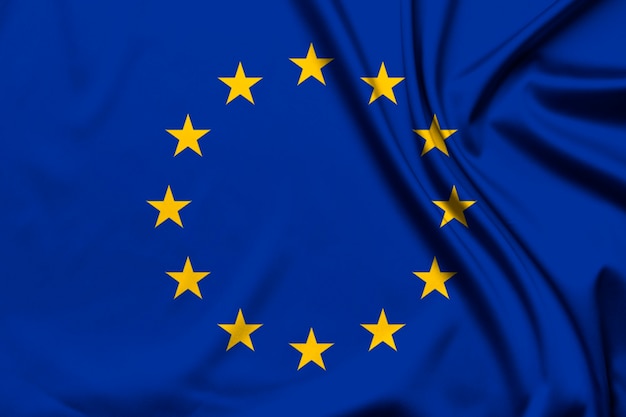 Bandeira da União Europeia como pano de fundo