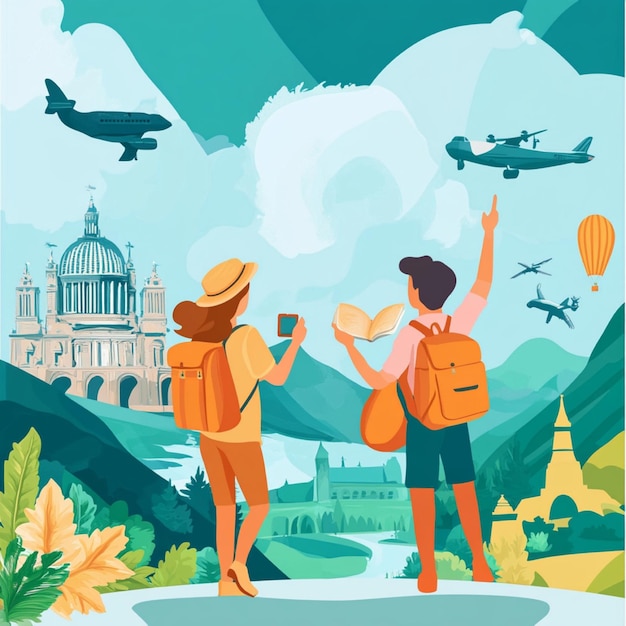 Foto banner de ilustração vetorial do dia mundial do turismo