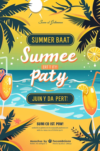 Foto bearbeitbarer sommer-beach-party-flyer mit kühner typografie und tropischen vibes