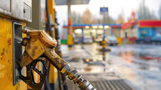 Foto benzinpumpe an einer tankstelle