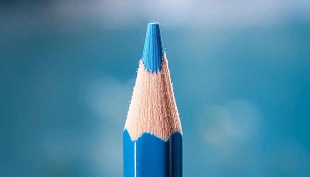 Foto blaue bleistiftspitze auf blauem hintergrund zeichnungswerkzeug schreibwaren und schulmaterialien konzept