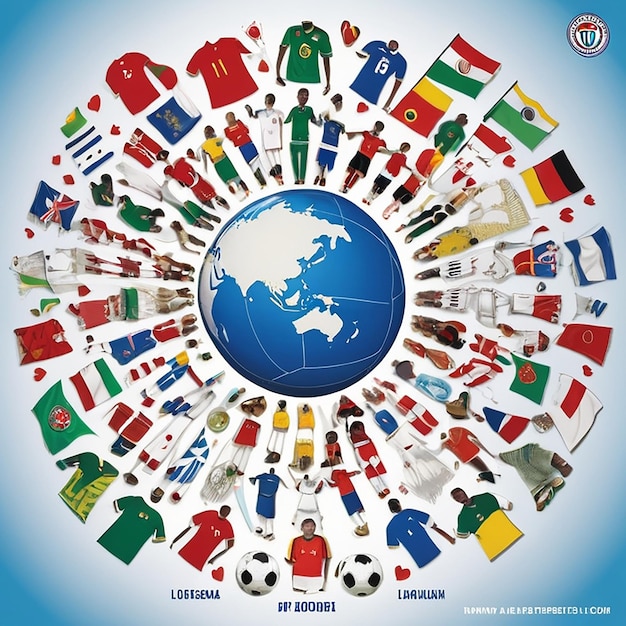 Foto bola de futebol da copa do mundo com bandeira mundial