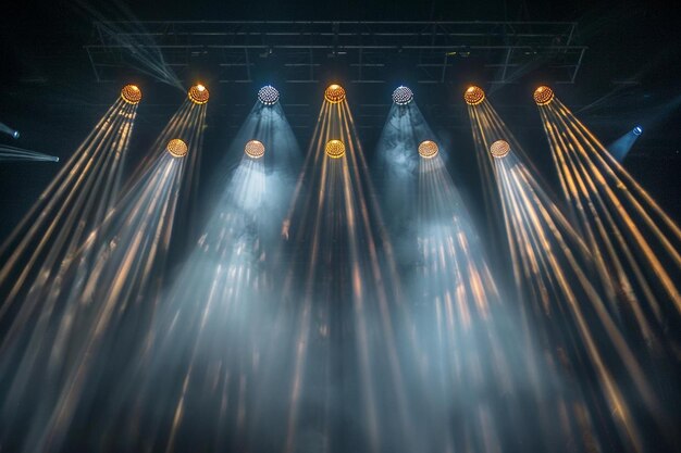 Foto bühnenbeleuchtung durch spotlights auf schwarzem hintergrund