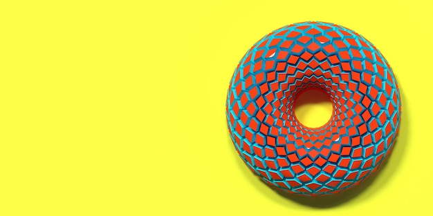 Foto bunter donut auf gelbem hintergrund pop-art-illustration 3d-rendering