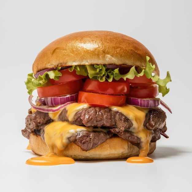 Burger de carne fresca isolado sobre um fundo branco 8