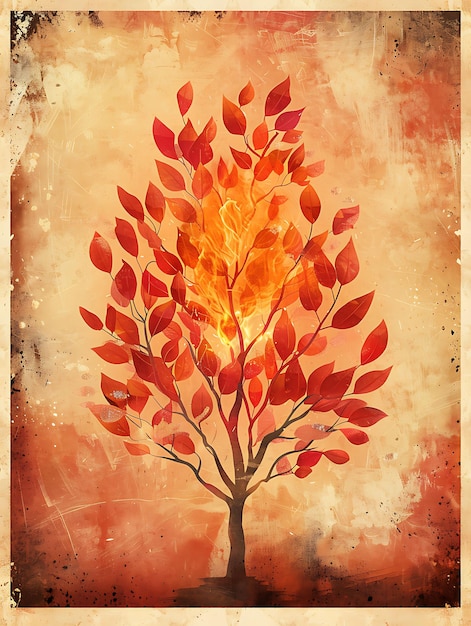 Burning Bush com textura de chamas em forma de recortes Cutout Col Ilustração Trending Decoração de fundo