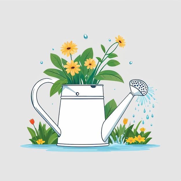 Foto caneca de irrigação de jardim e ferramentas de jardim