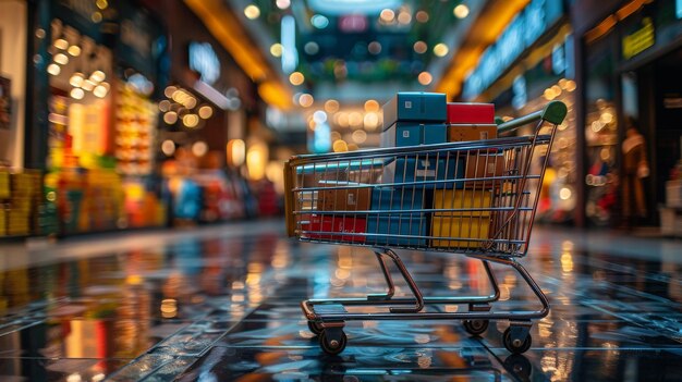 Carrinho de compras no centro comercial