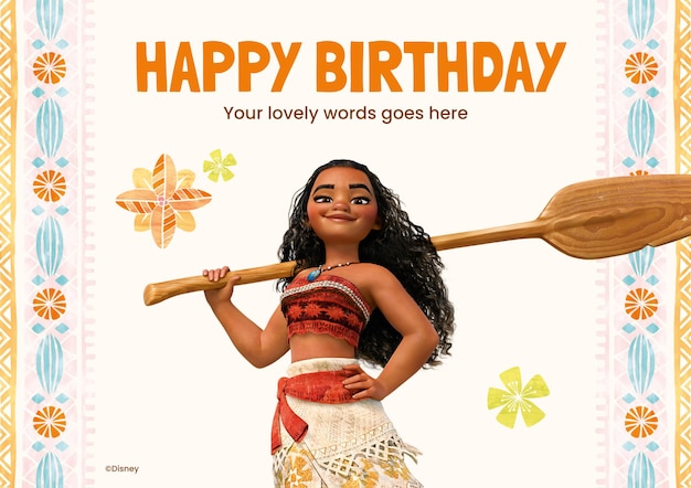 Cartão de aniversário de Moana