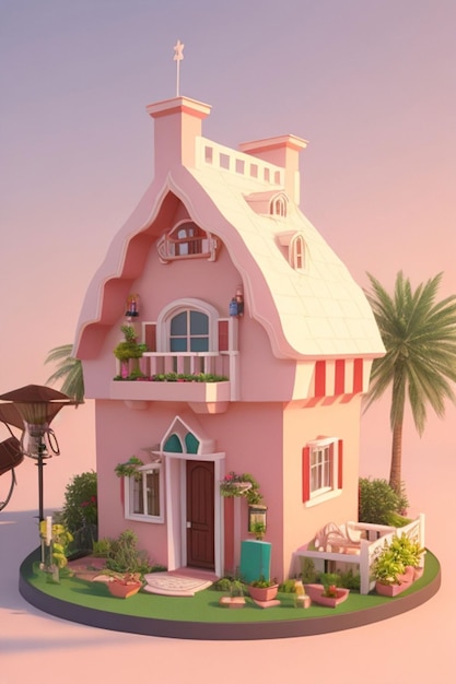 Casa de Natal bonita em 3D