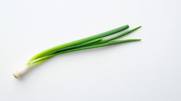 Foto cebolas verdes frescas sobre um fundo branco