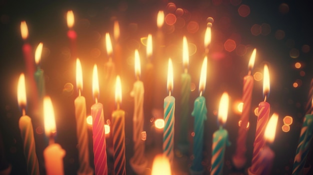 Celebração alegre com velas de aniversário acesas