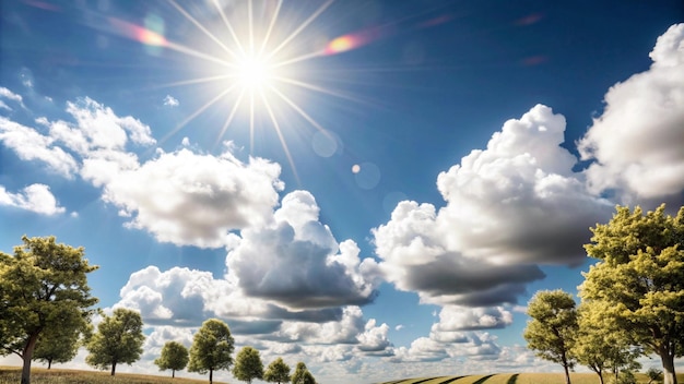 Foto céu azul claro e brilhante com algumas nuvens brancas espalhadas pelo horizonte