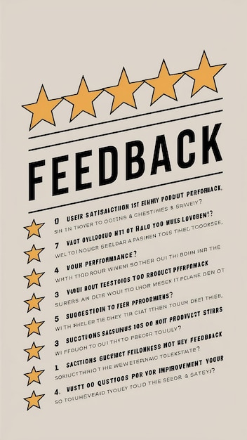 Foto checkliste mit feedback-umfrage mit bewertungssterne