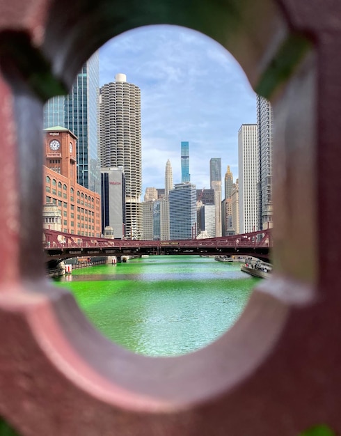 Foto chicago river green st. patrick's day (dia de são patrício em chicago)