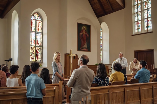 Foto christen verehren in der kirche