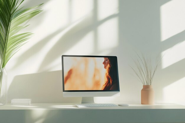 Foto computer-monitor-mockup mit leerem bildschirm