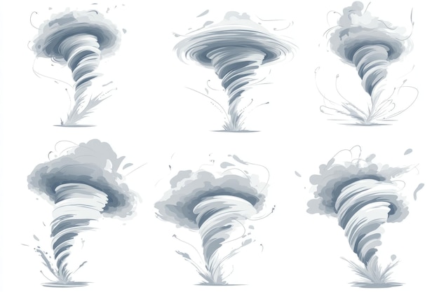 Foto conjunto de ícones de tornado cinza giratório