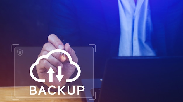 Foto datenspeicherung im internet backup mit virtueller schnittstelle technologie technologie geschäftskonzept cloud-technologie datenspeicher netzwerk- und internetdienstkonzept