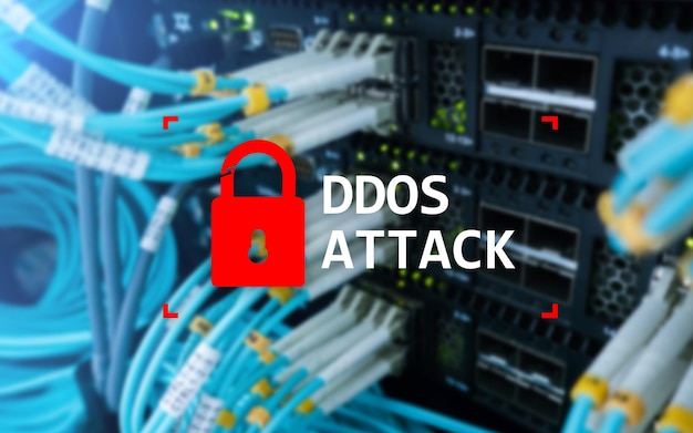 Foto ddos-angriff cyber-schutzvirus erkennt internet- und technologiekonzept