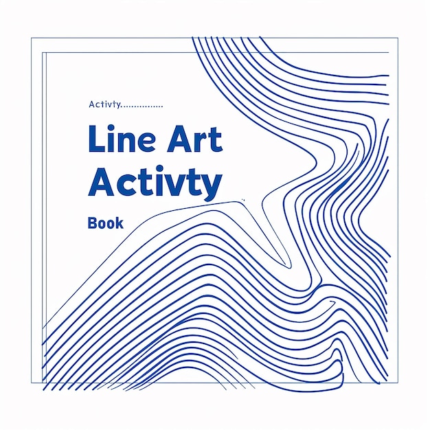 Foto der text zeigt line art activity book der hintergrund zeigt komplizierte blaue linien, die ein p bilden