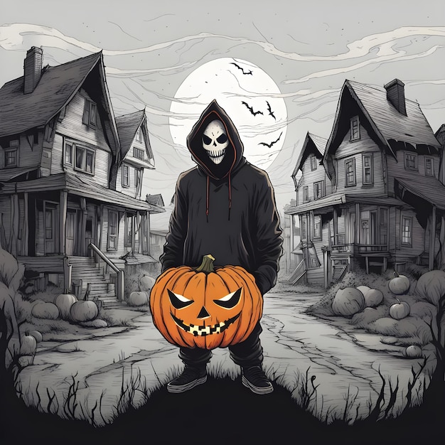 Design legal de homem abóbora de arte digital para o Halloween