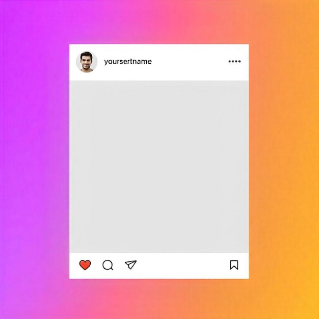 Foto digitales instagram-post-mockup mit gradientem hintergrund und interaktiven elementen