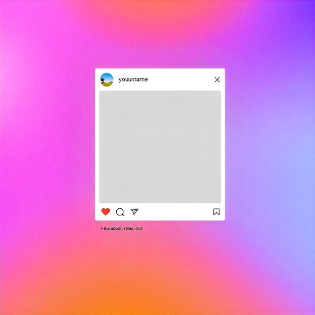 Foto digitales instagram-post-mockup mit gradientem hintergrund und interaktiven elementen