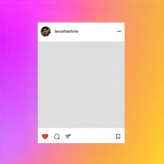 Foto digitales instagram-post-mockup mit gradientem hintergrund und interaktiven elementen