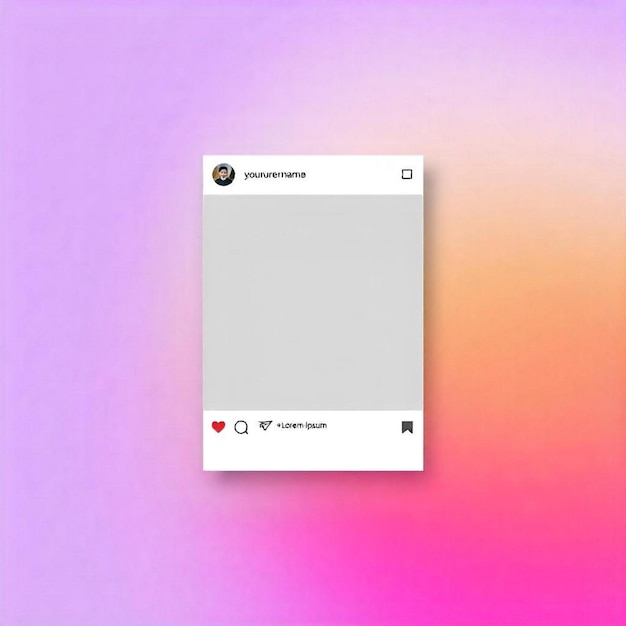 Foto digitales instagram-post-mockup mit gradientem hintergrund und interaktiven elementen