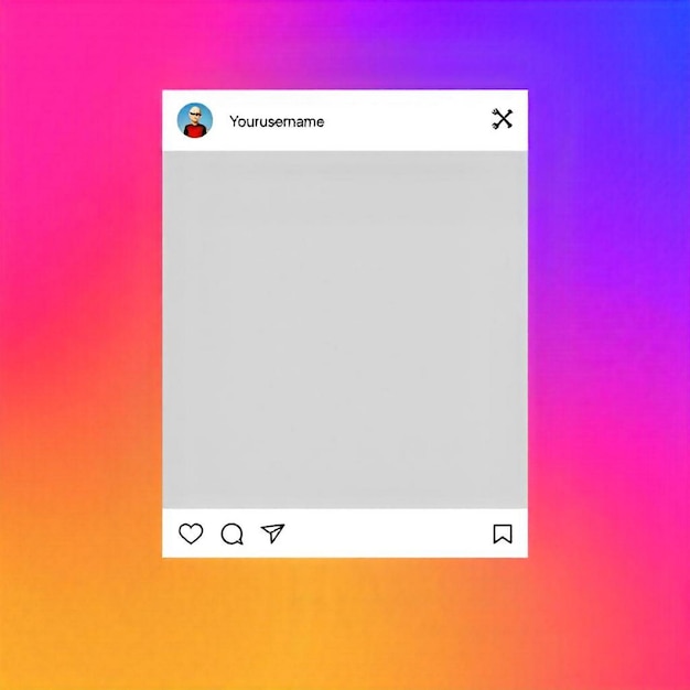 Foto digitales instagram-post-mockup mit gradientem hintergrund und interaktiven elementen