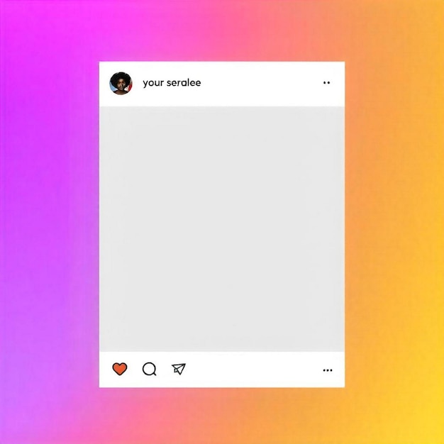 Foto digitales instagram-post-mockup mit gradientem hintergrund und interaktiven elementen