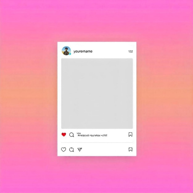 Foto digitales instagram-post-mockup mit gradientem hintergrund und interaktiven elementen