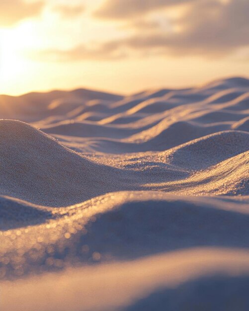 Foto dunas de areia dourada ao pôr-do-sol