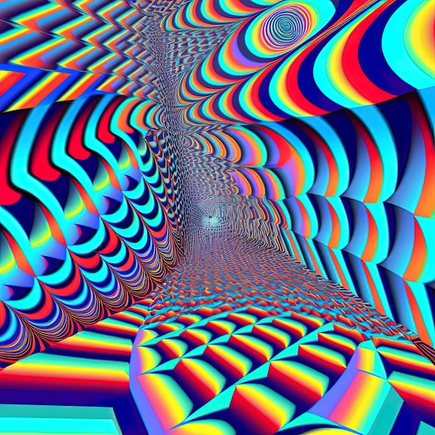 Foto ein buntes bild eines spiralförmigen designs mit blauem und rotem hintergrund