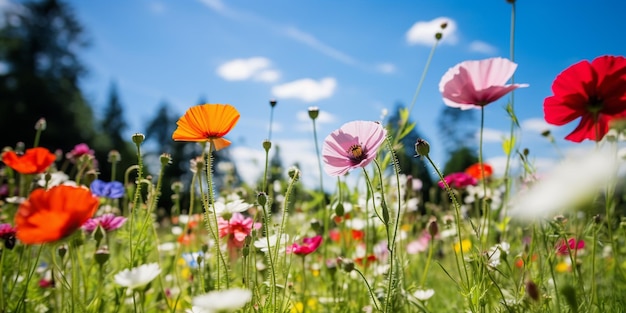 Ein Kaleidoskop der Farben auf einer sonnigen Wiese