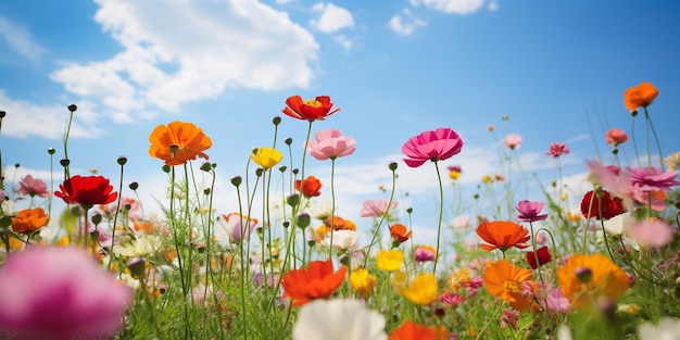 Ein Kaleidoskop der Farben auf einer sonnigen Wiese