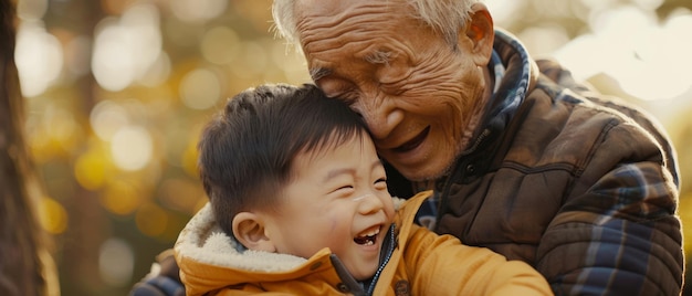 Foto ein kind mit einem älteren mann, der seinen kopf hält, und die worte 