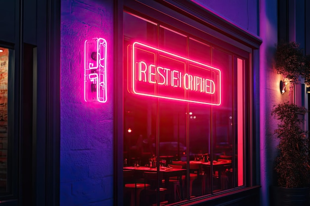 Foto ein neonschild für ein restaurant namens restaurant